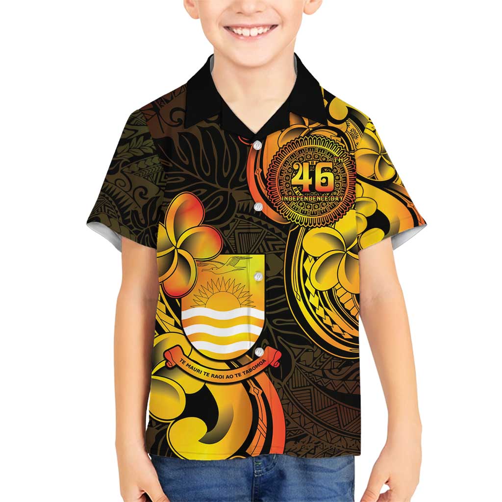 Personalised Kiribati Independence Day Family Matching Tank Maxi Dress and Hawaiian Shirt 46th Anniversary LT05 Son's Shirt Yellow - Polynesian Pride