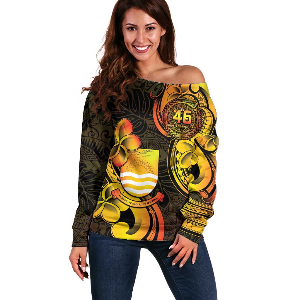 Personalised Kiribati Independence Day Off Shoulder Sweater 46th Anniversary