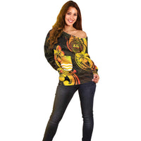 Personalised Kiribati Independence Day Off Shoulder Sweater 46th Anniversary