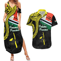 Personalised Vanuatu Penama Day Couples Matching Summer Maxi Dress and Hawaiian Shirt Grunge Flag Style LT05 Black - Polynesian Pride