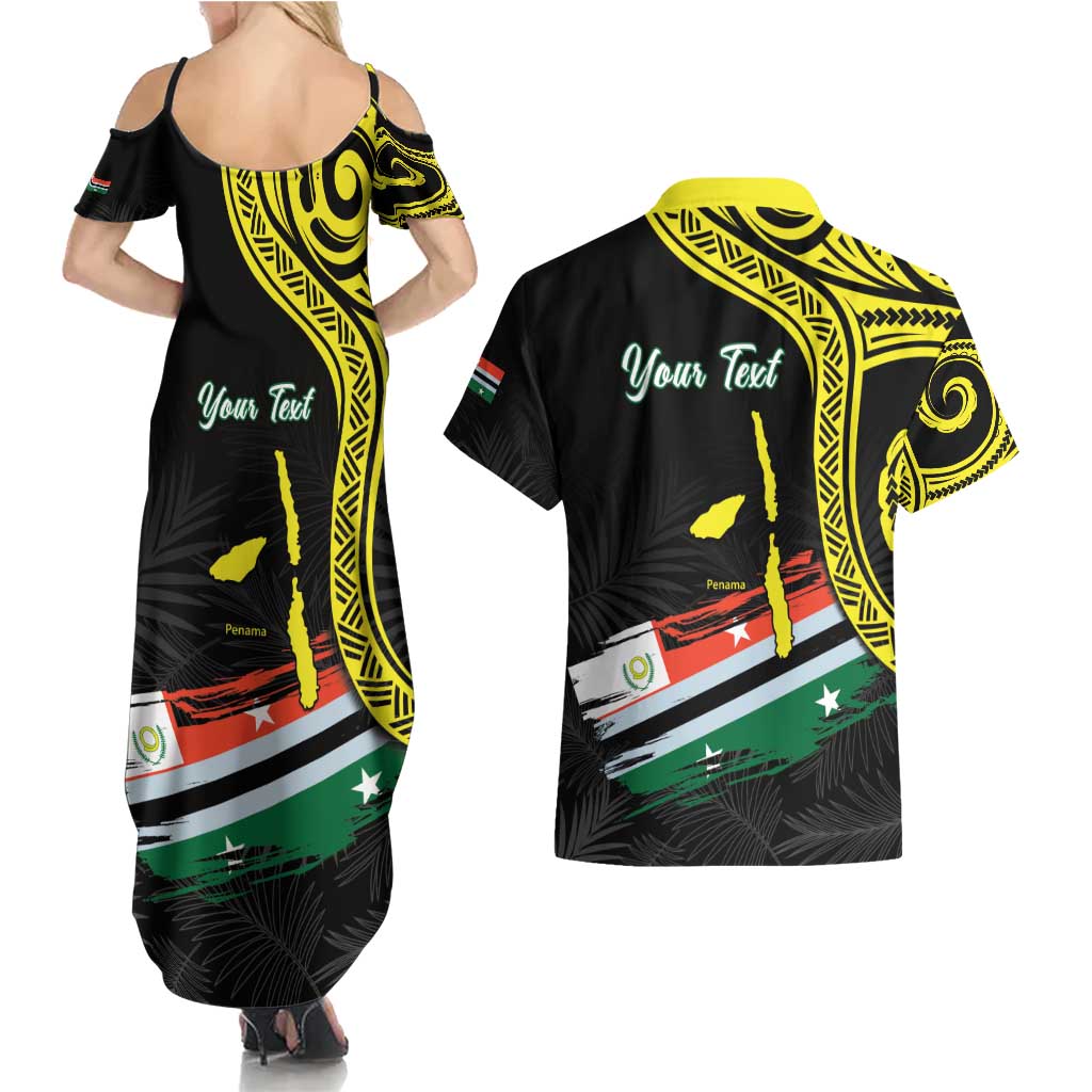Personalised Vanuatu Penama Day Couples Matching Summer Maxi Dress and Hawaiian Shirt Grunge Flag Style LT05 - Polynesian Pride