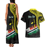 Personalised Vanuatu Penama Day Couples Matching Tank Maxi Dress and Hawaiian Shirt Grunge Flag Style LT05 - Polynesian Pride