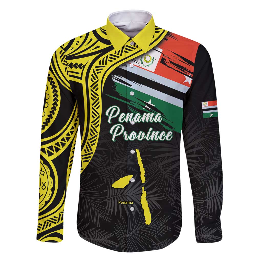 Personalised Vanuatu Penama Day Family Matching Long Sleeve Bodycon Dress and Hawaiian Shirt Grunge Flag Style LT05 Dad's Shirt - Long Sleeve Black - Polynesian Pride