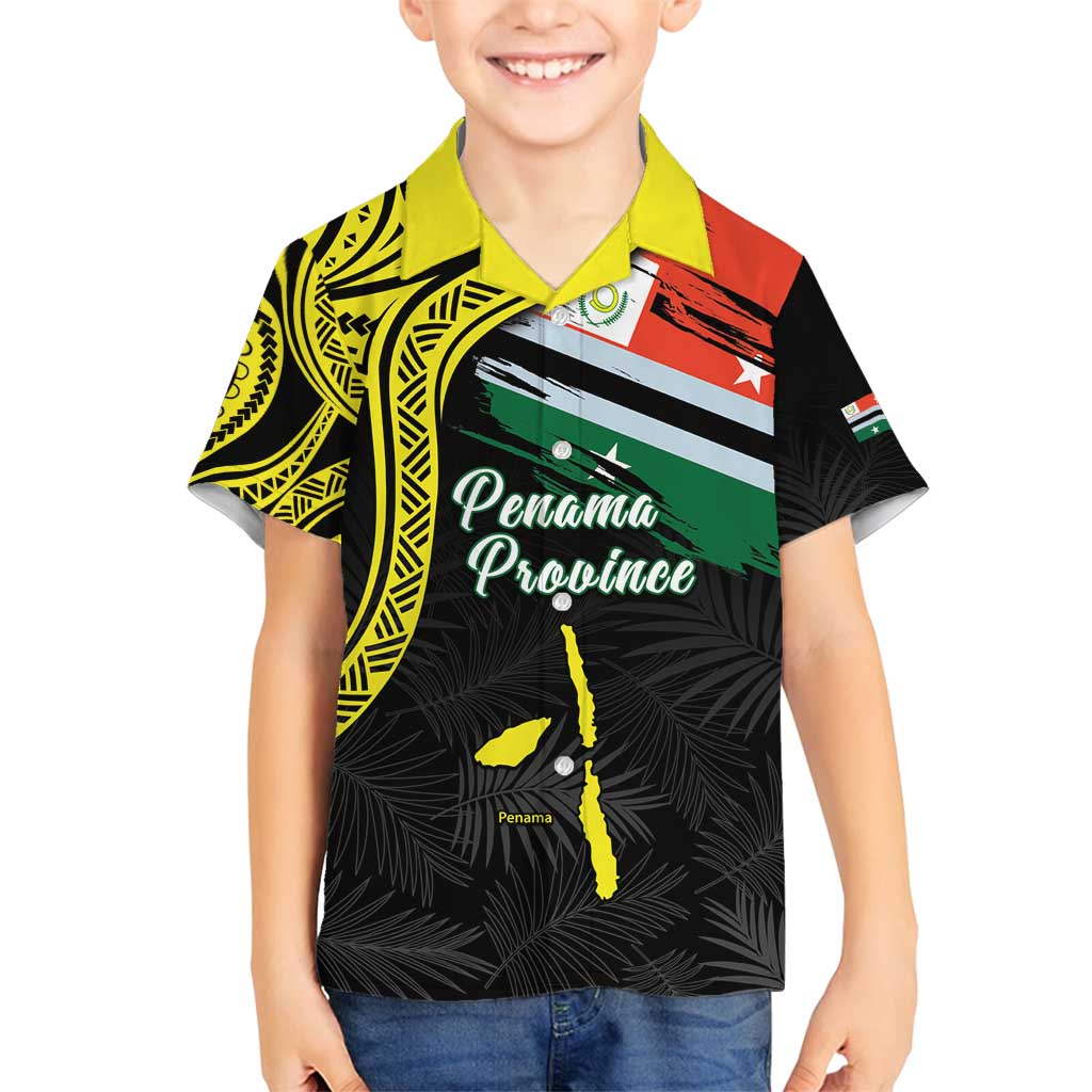 Personalised Vanuatu Penama Day Family Matching Long Sleeve Bodycon Dress and Hawaiian Shirt Grunge Flag Style LT05 Son's Shirt Black - Polynesian Pride