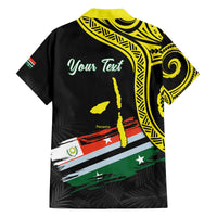 Personalised Vanuatu Penama Day Family Matching Off The Shoulder Long Sleeve Dress and Hawaiian Shirt Grunge Flag Style LT05 - Polynesian Pride