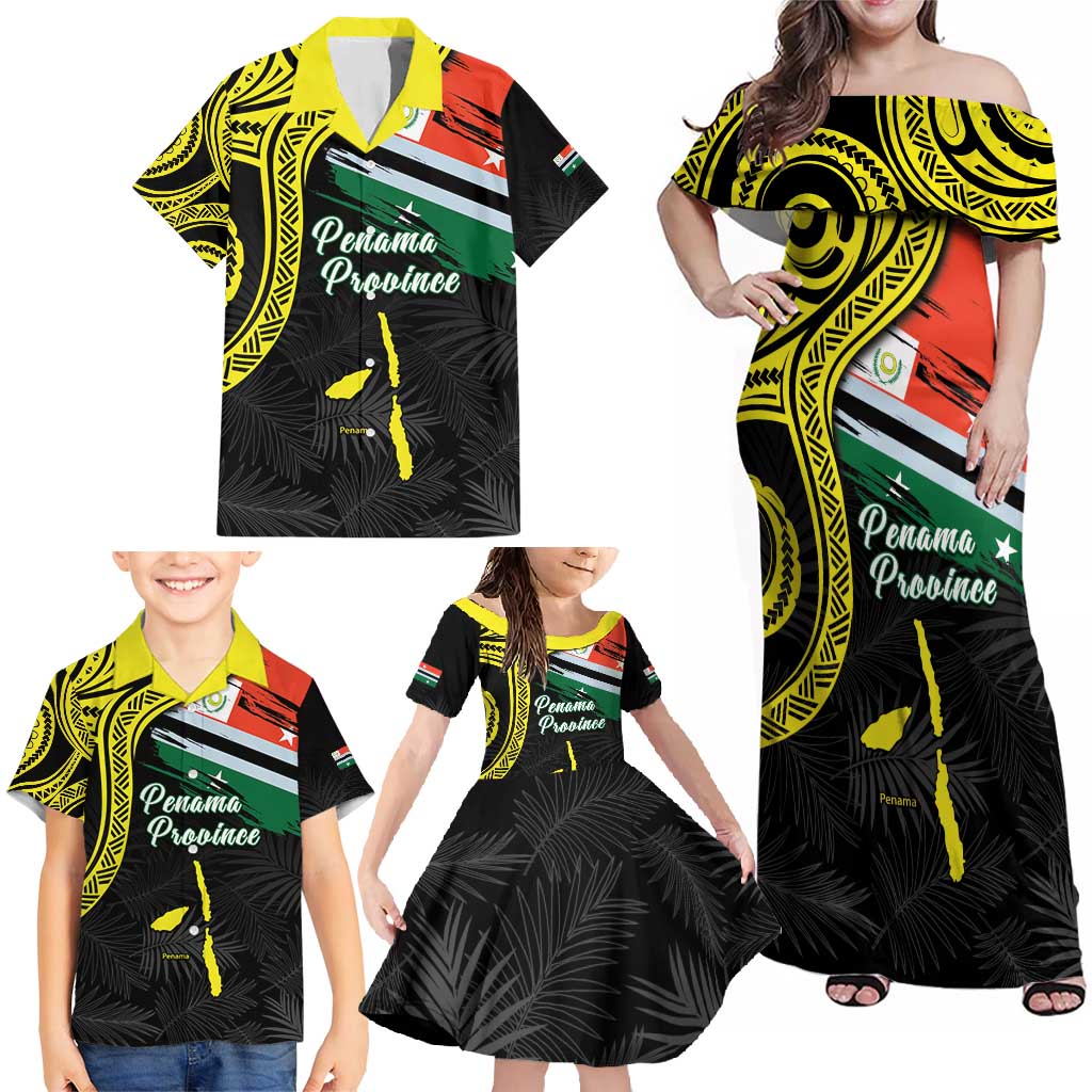 Personalised Vanuatu Penama Day Family Matching Off Shoulder Maxi Dress and Hawaiian Shirt Grunge Flag Style LT05 - Polynesian Pride