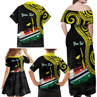 Personalised Vanuatu Penama Day Family Matching Off Shoulder Maxi Dress and Hawaiian Shirt Grunge Flag Style LT05 - Polynesian Pride