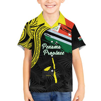 Personalised Vanuatu Penama Day Family Matching Off Shoulder Maxi Dress and Hawaiian Shirt Grunge Flag Style LT05 Son's Shirt Black - Polynesian Pride