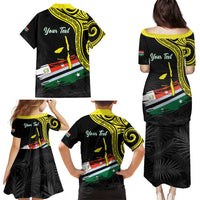 Personalised Vanuatu Penama Day Family Matching Puletasi and Hawaiian Shirt Grunge Flag Style LT05 - Polynesian Pride