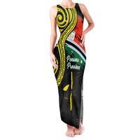 Personalised Vanuatu Penama Day Family Matching Tank Maxi Dress and Hawaiian Shirt Grunge Flag Style LT05 Mom's Dress Black - Polynesian Pride