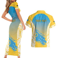 Personalised Vanuatu Sanma Day Couples Matching Short Sleeve Bodycon Dress and Hawaiian Shirt Special Style LT05 - Polynesian Pride