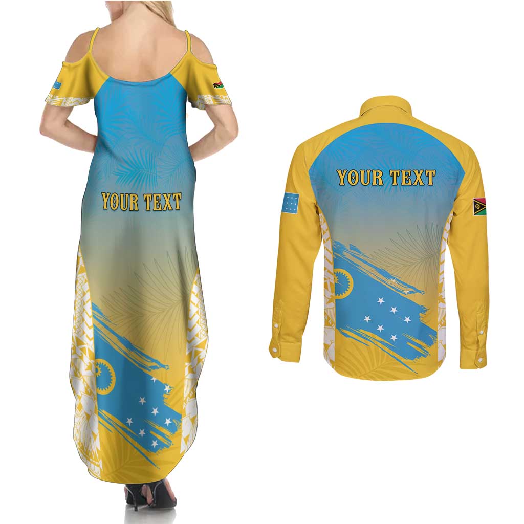 Personalised Vanuatu Sanma Day Couples Matching Summer Maxi Dress and Long Sleeve Button Shirt Special Style - Polynesian Pride