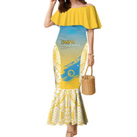 Personalised Vanuatu Sanma Day Family Matching Mermaid Dress and Hawaiian Shirt Special Style LT05 Mom's Dress Yellow - Polynesian Pride