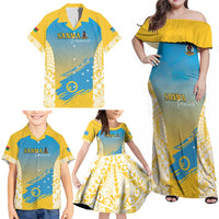 Personalised Vanuatu Sanma Day Family Matching Off Shoulder Maxi Dress and Hawaiian Shirt Special Style LT05 - Polynesian Pride