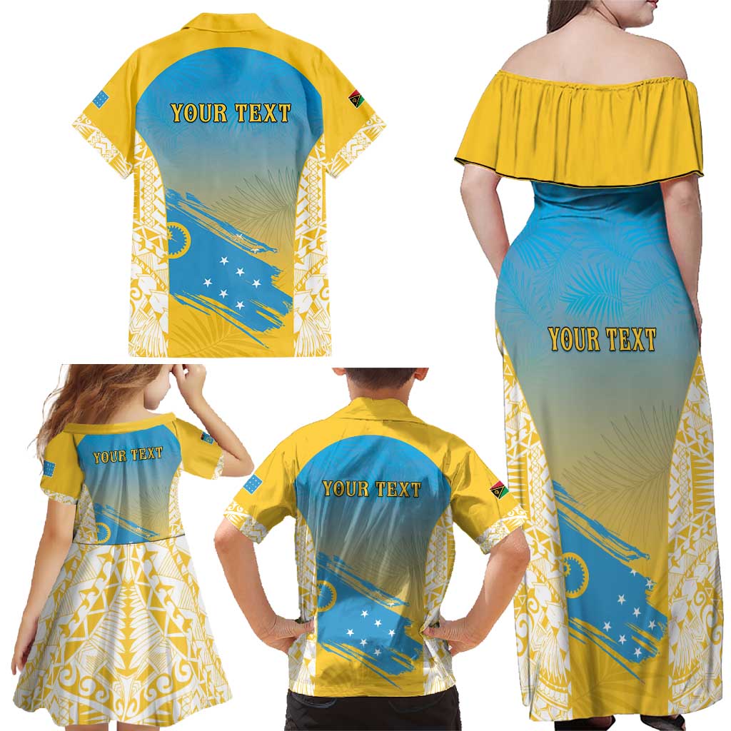 Personalised Vanuatu Sanma Day Family Matching Off Shoulder Maxi Dress and Hawaiian Shirt Special Style LT05 - Polynesian Pride
