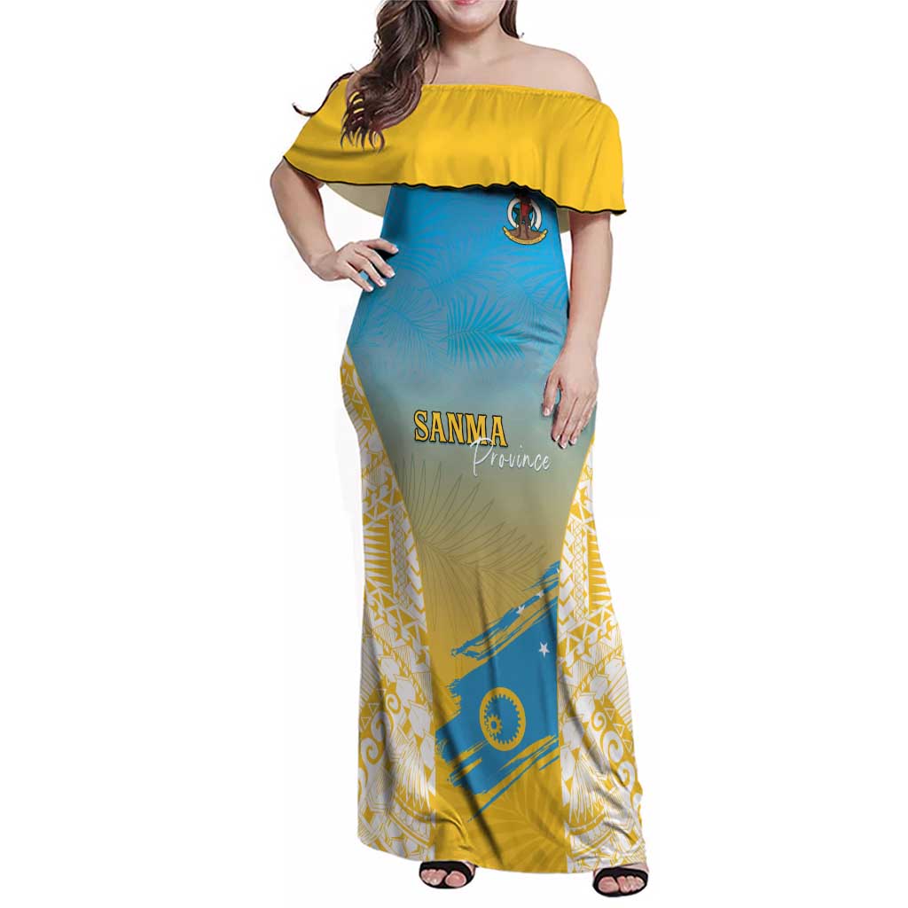 Personalised Vanuatu Sanma Day Family Matching Off Shoulder Maxi Dress and Hawaiian Shirt Special Style LT05 Mom's Dress Yellow - Polynesian Pride