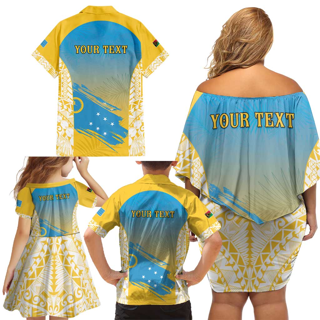 Personalised Vanuatu Sanma Day Family Matching Off Shoulder Short Dress and Hawaiian Shirt Special Style LT05 - Polynesian Pride