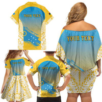 Personalised Vanuatu Sanma Day Family Matching Off Shoulder Short Dress and Hawaiian Shirt Special Style LT05 - Polynesian Pride