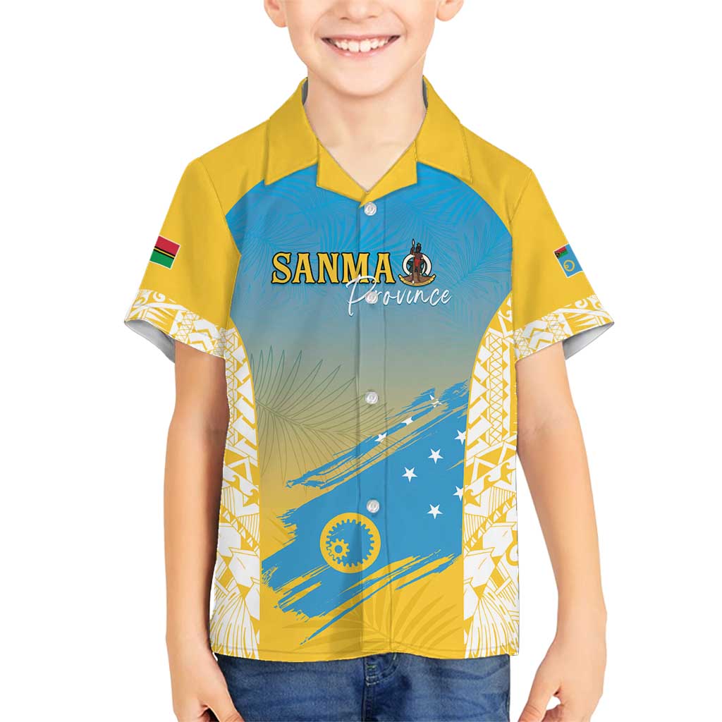 Personalised Vanuatu Sanma Day Family Matching Puletasi and Hawaiian Shirt Special Style LT05 Son's Shirt Yellow - Polynesian Pride
