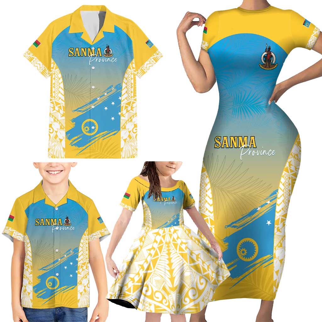 Personalised Vanuatu Sanma Day Family Matching Short Sleeve Bodycon Dress and Hawaiian Shirt Special Style LT05 - Polynesian Pride
