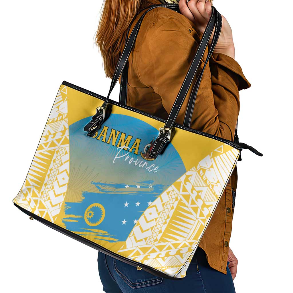Vanuatu Sanma Day Leather Tote Bag Special Style - Polynesian Pride