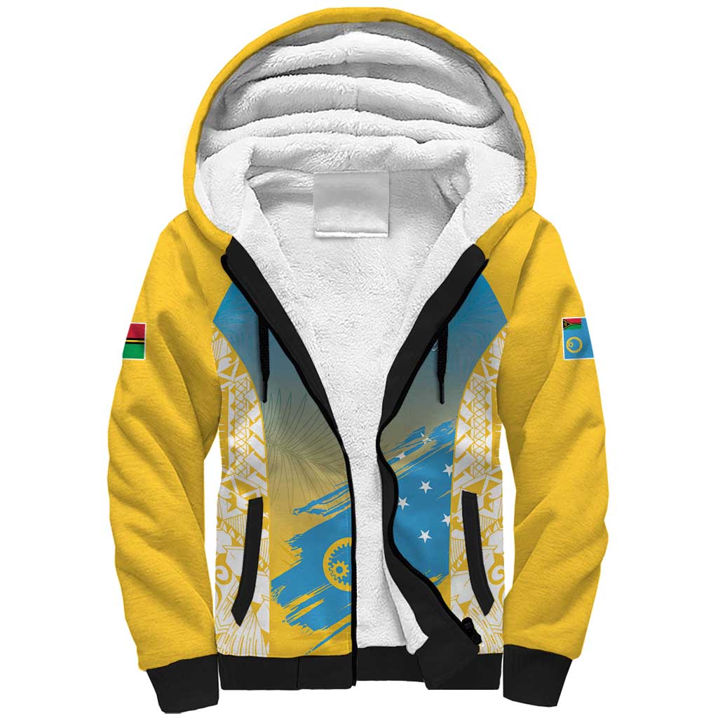 Personalised Vanuatu Sanma Day Sherpa Hoodie Special Style LT05 Unisex Yellow - Polynesian Pride