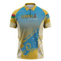 Personalised Vanuatu Sanma Day Zipper Polo Shirt Special Style LT05 Yellow - Polynesian Pride