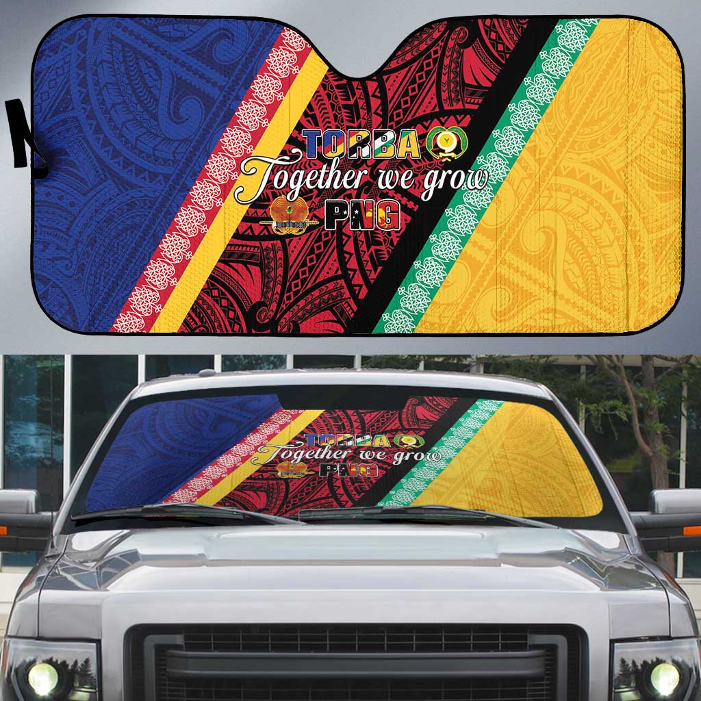 Love Torba PNG Day Auto Sun Shade Together We Grow LT05 Colorful - Polynesian Pride
