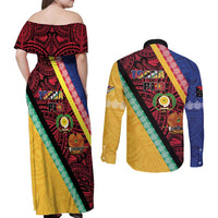 Love Torba PNG Day Couples Matching Off Shoulder Maxi Dress and Long Sleeve Button Shirt Together We Grow LT05 - Polynesian Pride
