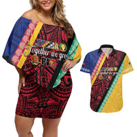 Love Torba PNG Day Couples Matching Off Shoulder Short Dress and Hawaiian Shirt Together We Grow LT05 Colorful - Polynesian Pride