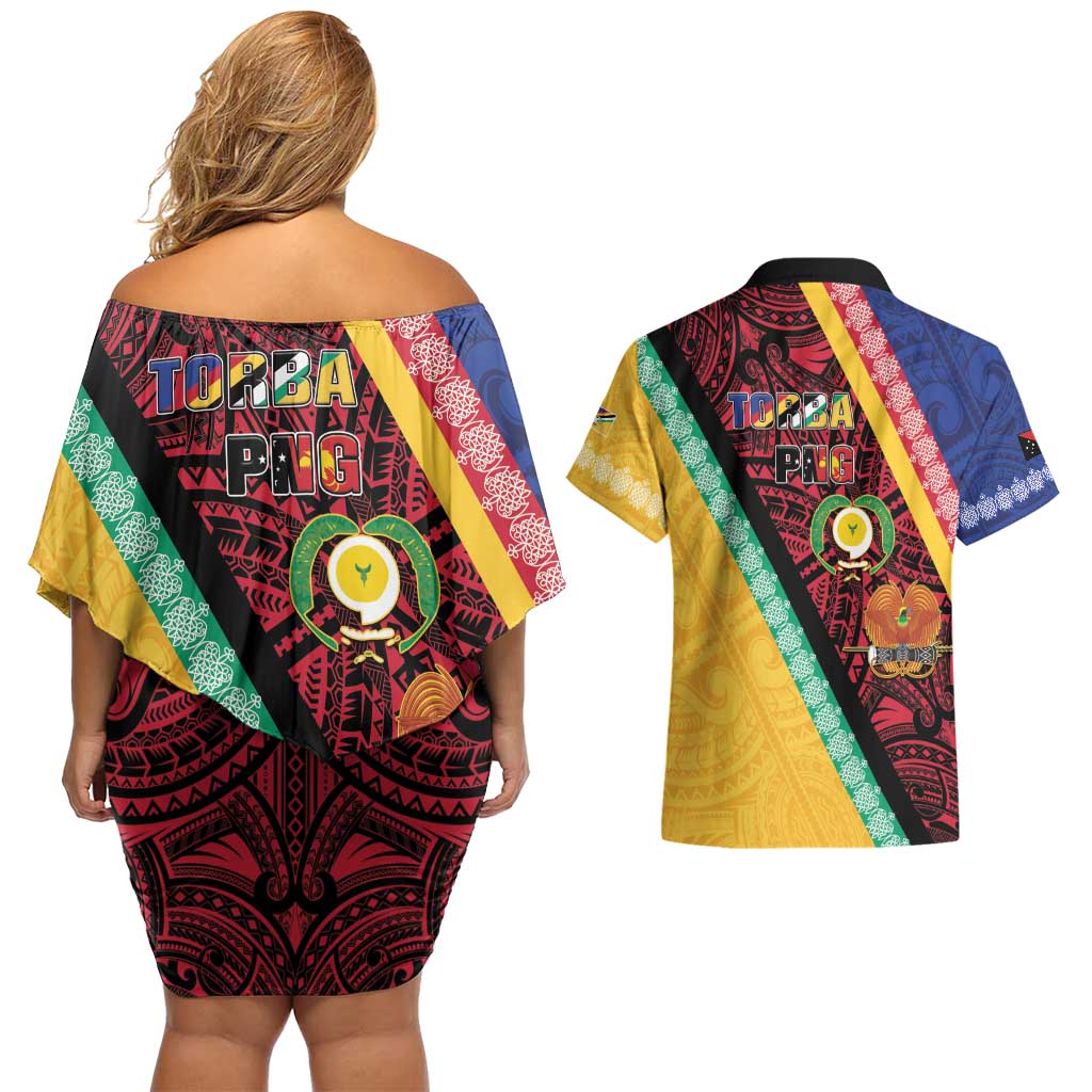 Love Torba PNG Day Couples Matching Off Shoulder Short Dress and Hawaiian Shirt Together We Grow LT05 - Polynesian Pride