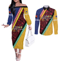 Love Torba PNG Day Couples Matching Off The Shoulder Long Sleeve Dress and Long Sleeve Button Shirt Together We Grow LT05 Colorful - Polynesian Pride