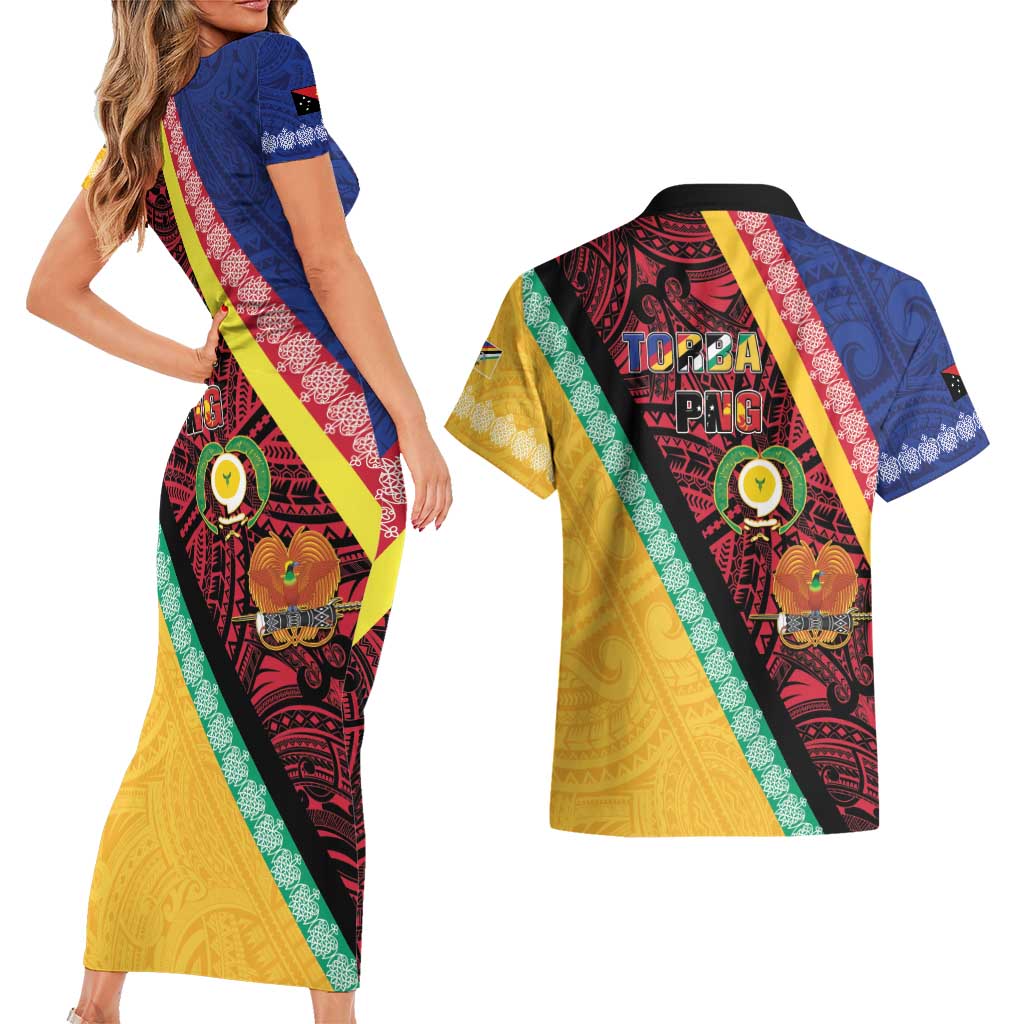 Love Torba PNG Day Couples Matching Short Sleeve Bodycon Dress and Hawaiian Shirt Together We Grow LT05 - Polynesian Pride