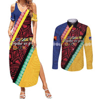 Love Torba PNG Day Couples Matching Summer Maxi Dress and Long Sleeve Button Shirt Together We Grow LT05 Colorful - Polynesian Pride
