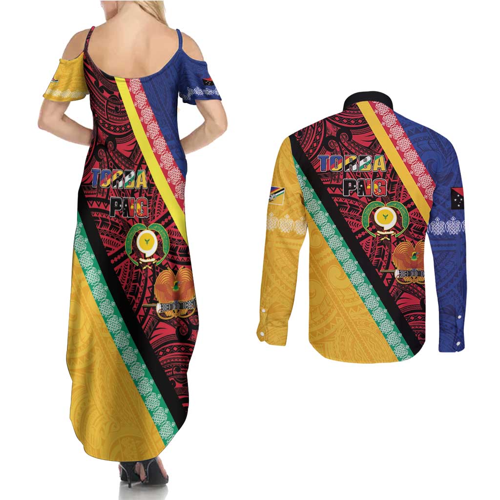 Love Torba PNG Day Couples Matching Summer Maxi Dress and Long Sleeve Button Shirt Together We Grow LT05 - Polynesian Pride