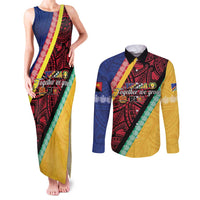 Love Torba PNG Day Couples Matching Tank Maxi Dress and Long Sleeve Button Shirt Together We Grow LT05 Colorful - Polynesian Pride