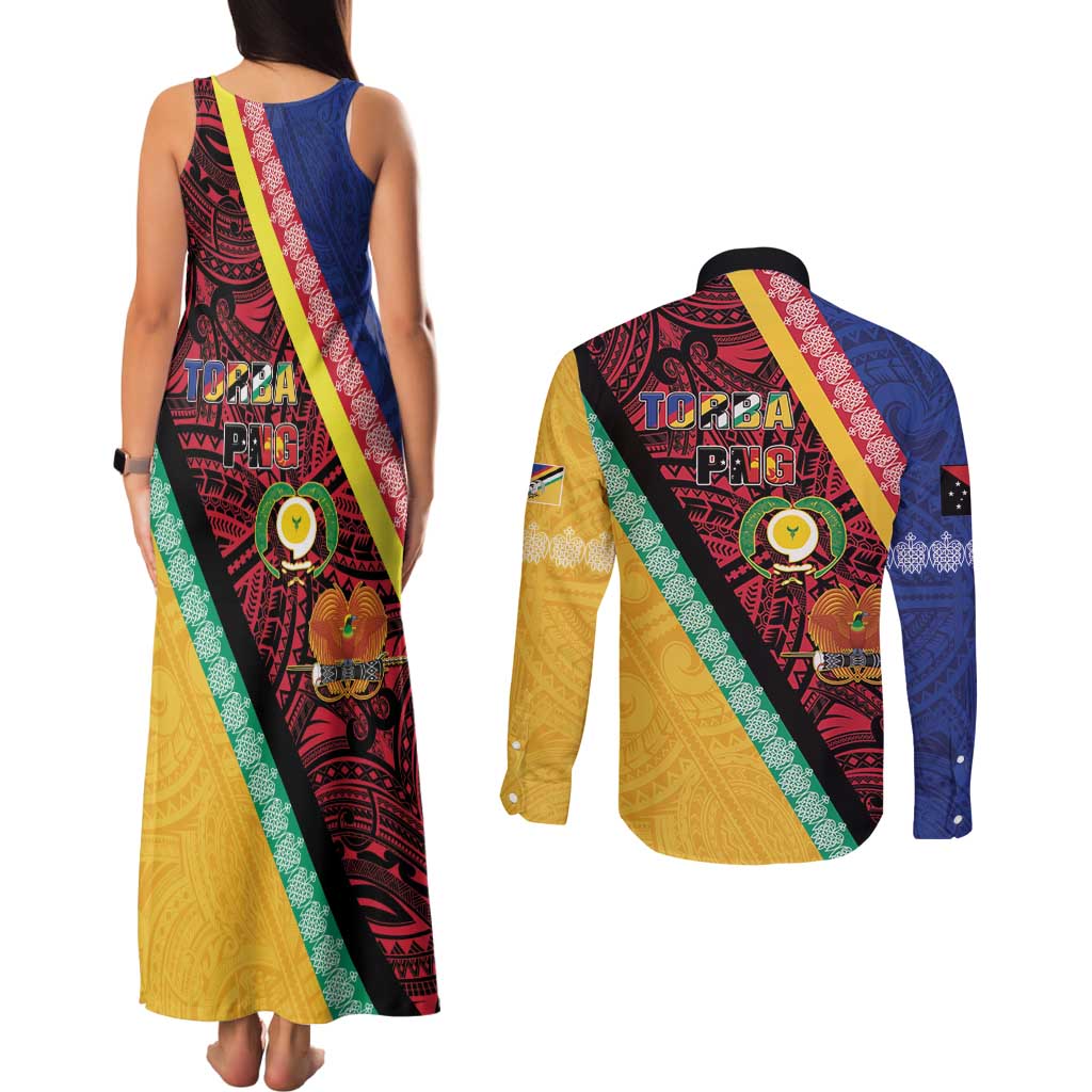 Love Torba PNG Day Couples Matching Tank Maxi Dress and Long Sleeve Button Shirt Together We Grow LT05 - Polynesian Pride
