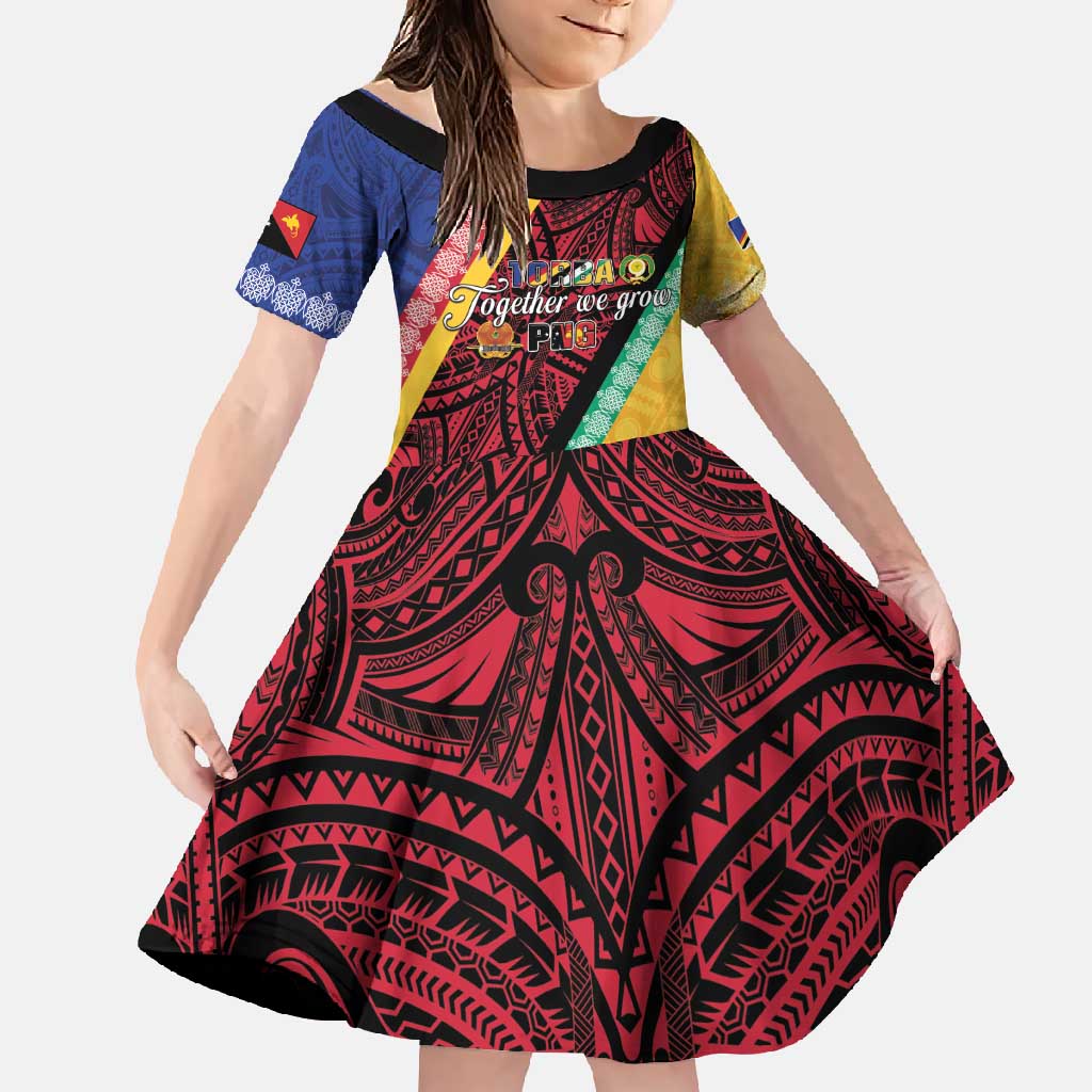 Love Torba PNG Day Family Matching Long Sleeve Bodycon Dress and Hawaiian Shirt Together We Grow LT05 Daughter's Dress Colorful - Polynesian Pride