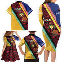 Love Torba PNG Day Family Matching Long Sleeve Bodycon Dress and Hawaiian Shirt Together We Grow LT05 - Polynesian Pride