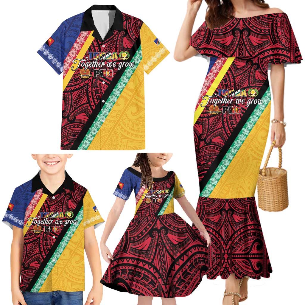 Love Torba PNG Day Family Matching Mermaid Dress and Hawaiian Shirt Together We Grow LT05 - Polynesian Pride