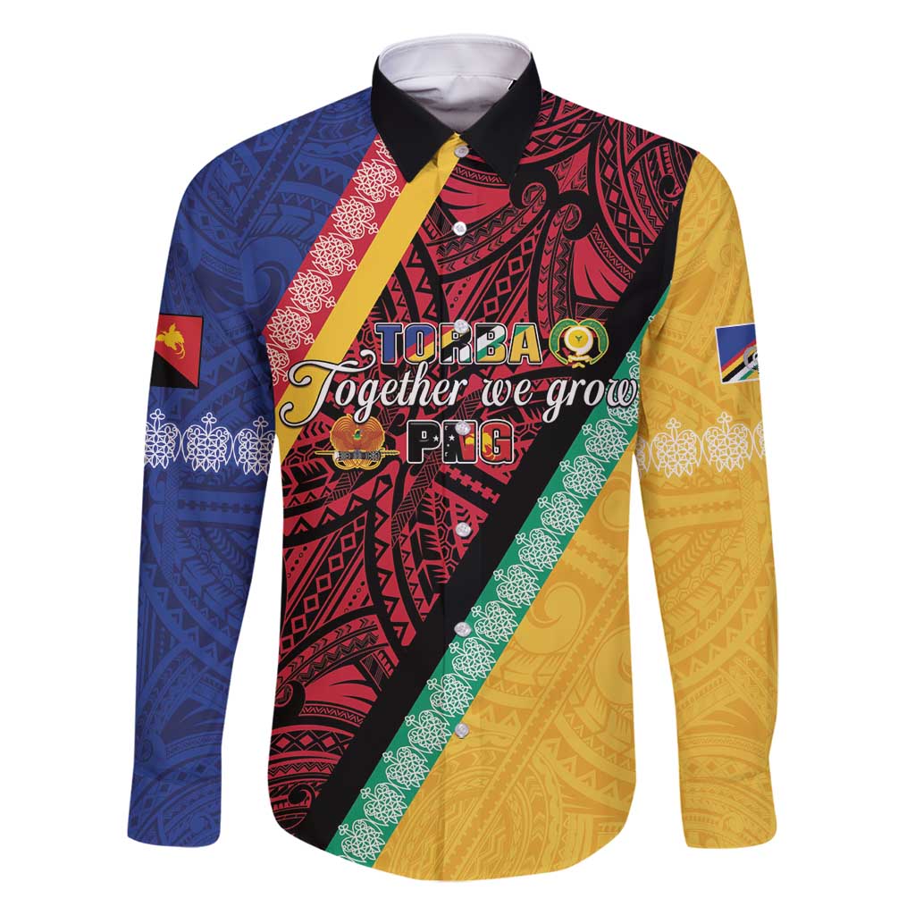 Love Torba PNG Day Family Matching Off Shoulder Maxi Dress and Hawaiian Shirt Together We Grow LT05 Dad's Shirt - Long Sleeve Colorful - Polynesian Pride