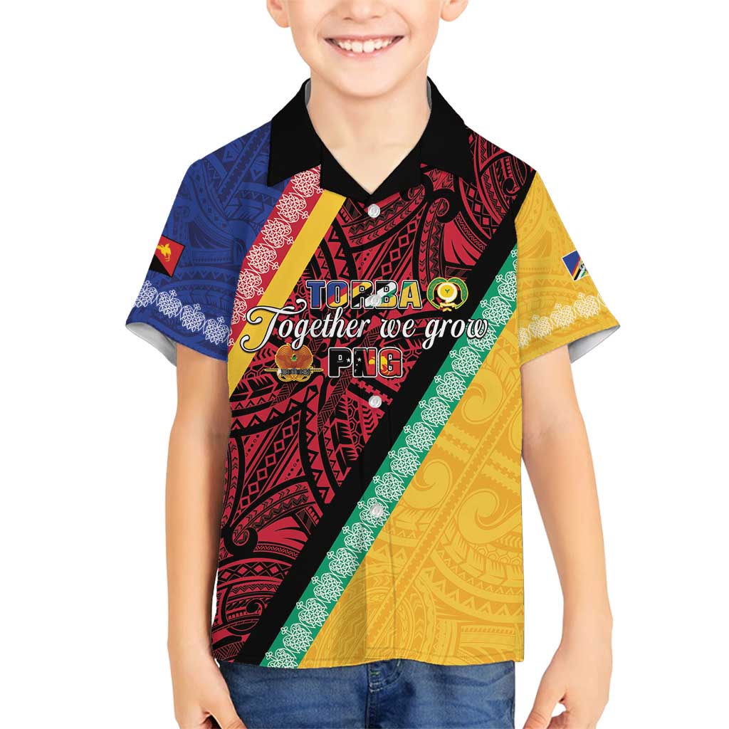 Love Torba PNG Day Family Matching Off Shoulder Short Dress and Hawaiian Shirt Together We Grow LT05 Son's Shirt Colorful - Polynesian Pride