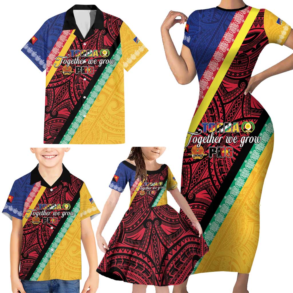 Love Torba PNG Day Family Matching Short Sleeve Bodycon Dress and Hawaiian Shirt Together We Grow LT05 - Polynesian Pride