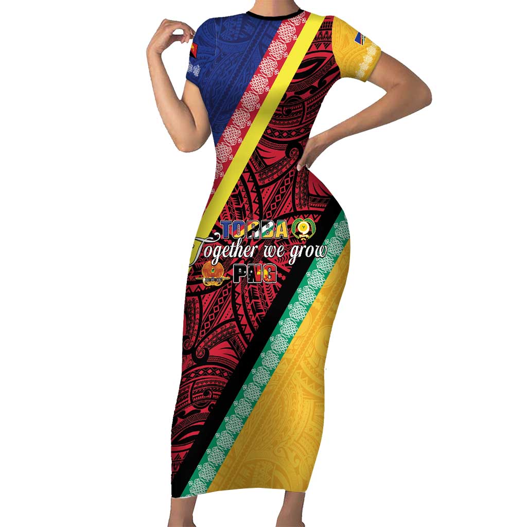 Love Torba PNG Day Family Matching Short Sleeve Bodycon Dress and Hawaiian Shirt Together We Grow LT05 Mom's Dress Colorful - Polynesian Pride