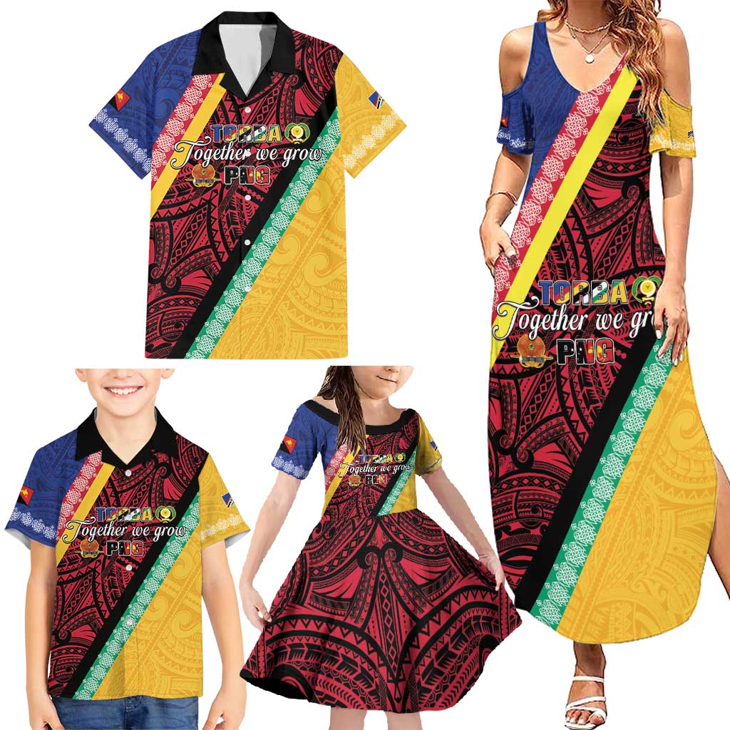 Love Torba PNG Day Family Matching Summer Maxi Dress and Hawaiian Shirt Together We Grow LT05 - Polynesian Pride
