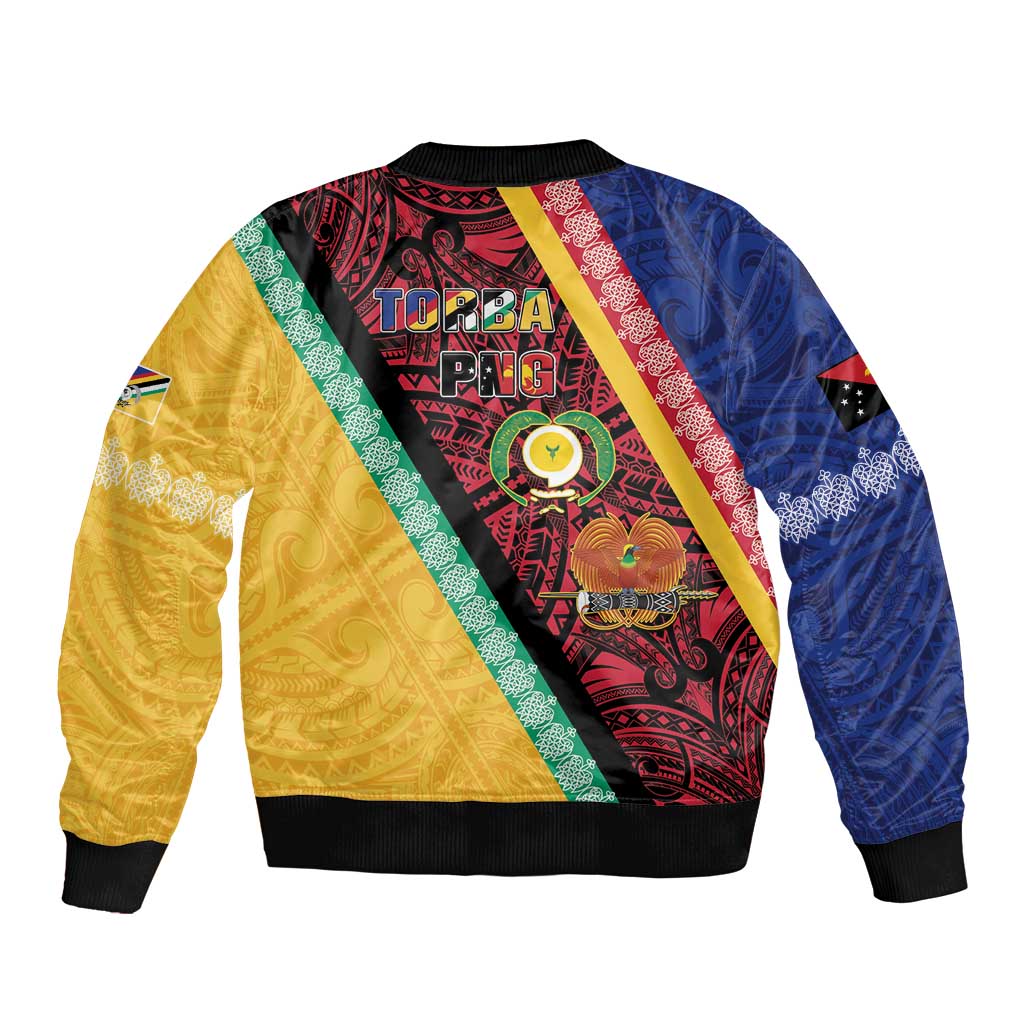 Love Torba PNG Day Sleeve Zip Bomber Jacket Together We Grow - Polynesian Pride