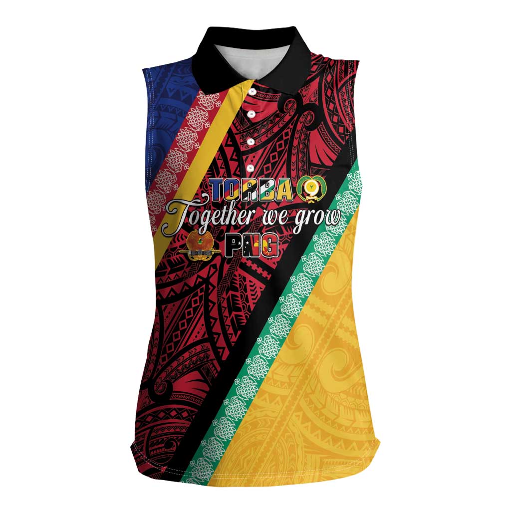 Love Torba PNG Day Women Sleeveless Polo Shirt Together We Grow LT05 Female Colorful - Polynesian Pride
