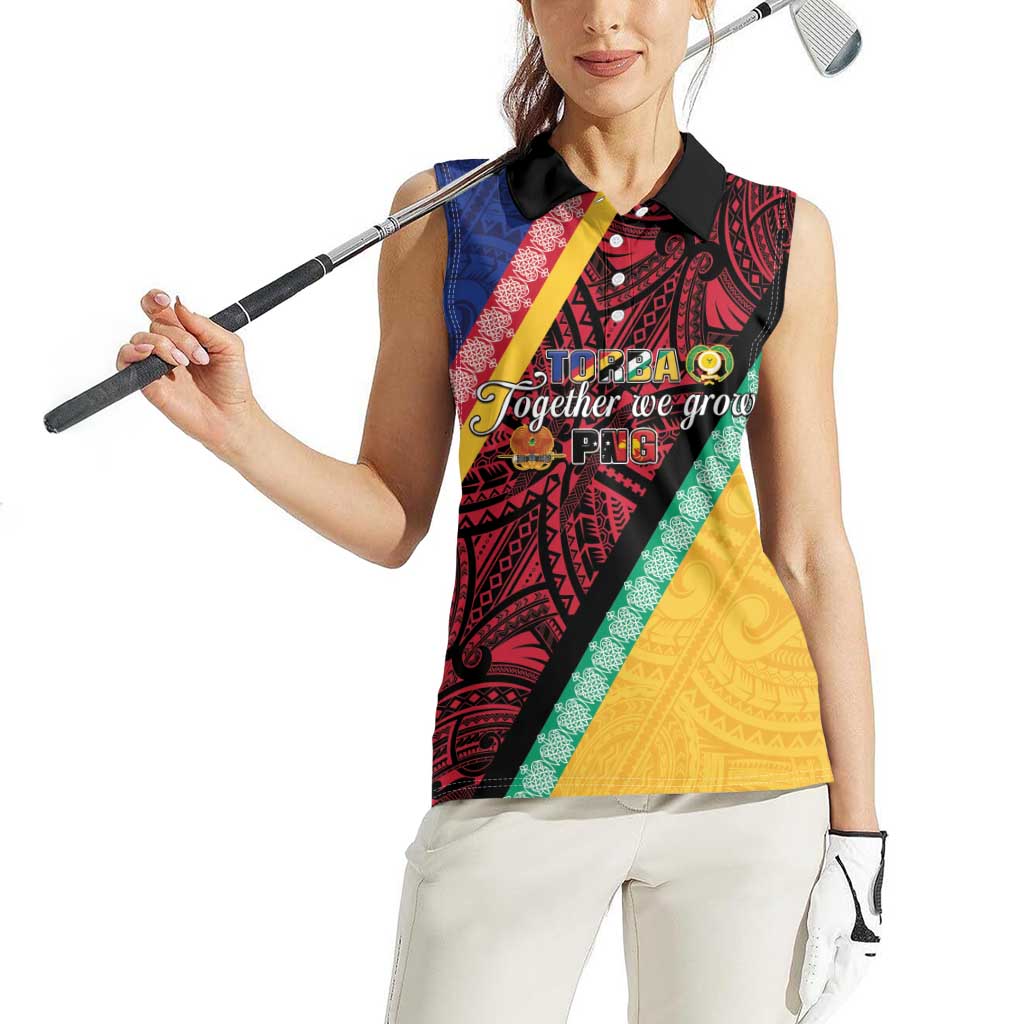 Love Torba PNG Day Women Sleeveless Polo Shirt Together We Grow LT05 - Polynesian Pride