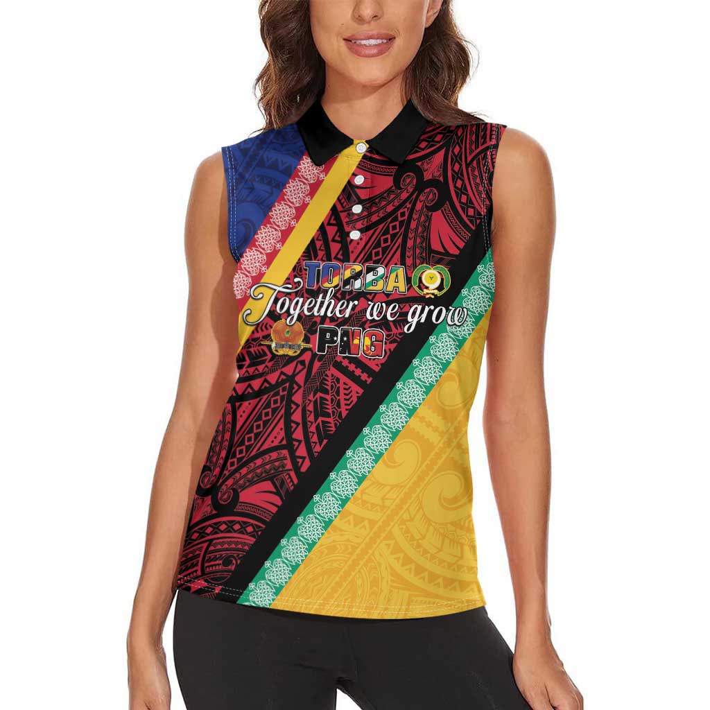 Love Torba PNG Day Women Sleeveless Polo Shirt Together We Grow LT05 - Polynesian Pride