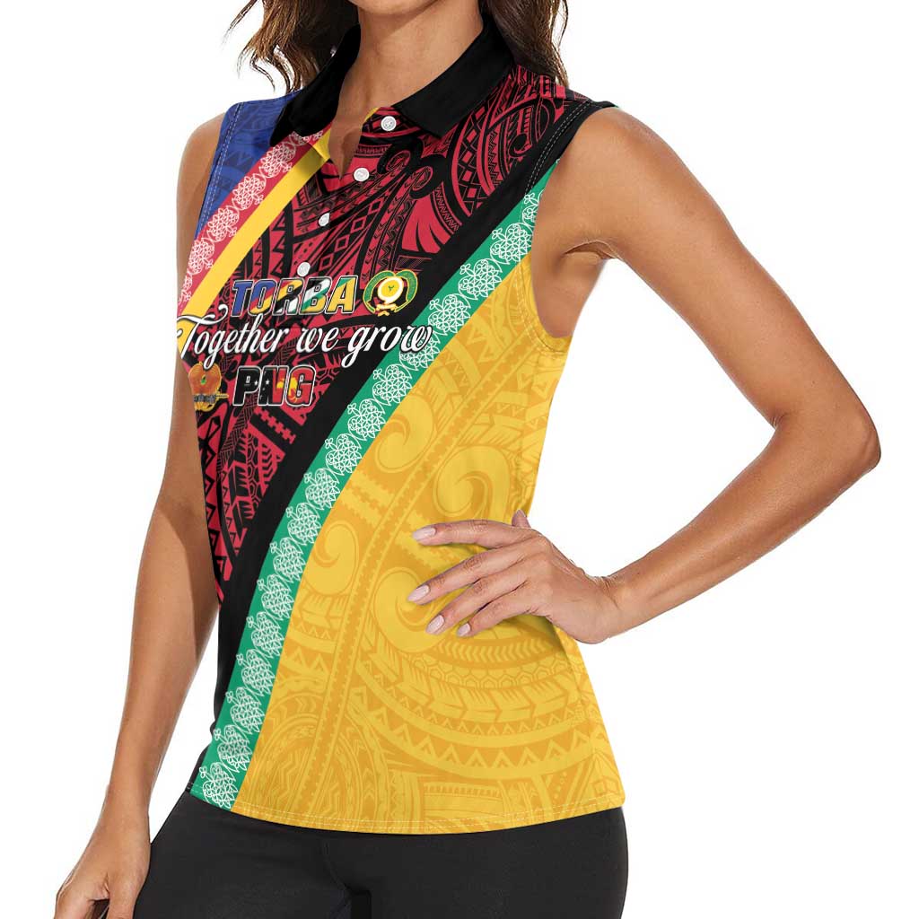 Love Torba PNG Day Women Sleeveless Polo Shirt Together We Grow LT05 - Polynesian Pride